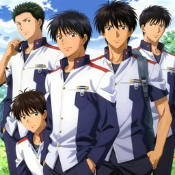 boy's love anime high school noon, high detail concept art, perfect proportions fine face, athletic tall handsome guys, close together romantic undertones, avant designer uniform, vivid colors, realistic shaded lighting poster fantasy art ilya kuvshinov, katsuhiro, jeremy lipking and michael germash, makoto shinkai, loish and clamp style, best selling artist