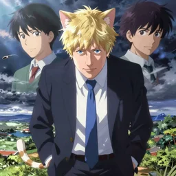 cell shaded anime key visual of boris johnson as a catgirl, moebius, makoto shinkai, dramatic lighting