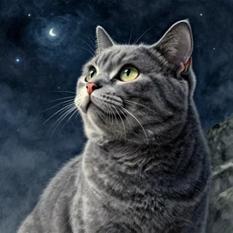 portrait, A Grey philosopher cat thinks about life looking into the night sky, watercolor, dramatic lighting, cinematic, establishing shot, extremely high detail, foto realistic, cinematic lighting, pen and ink, intricate line drawings, by Yoshitaka Amano, Ruan Jia, Kentaro Miura, Artgerm, post processed, concept art, artstation, matte painting, style by eddie mendoza, raphael lacoste, alex ross