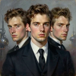 2 2 century portrait of a handsome man dressed in clothes by dior homme head shoot, art by alex heywood and rembrandt, albert lynch, fantasy art, reimagined by industrial light and magic, oil on canvas, hd