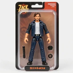 articulated zack de la rocha action figure, in packaging, with changeable leg cast accessories. full body view product shot