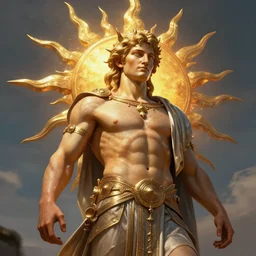 humanoid god of the sun, highly detailed, d & d, fantasy, hyper detailed, digital painting, trending on artstation, apollo, concept art, sharp focus, illustration, art by artgerm and magali villeneuve and greg rutkowski and michael whelan, cryengine, 8 k realistic atmospheric lighting, frostbite 3 engine