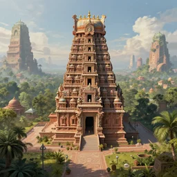 india landscape temple, fantasy, highly detailed, art by greg rutkowski