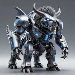 a cybertronic bison, leds, high detail, sharp, studio, digital art