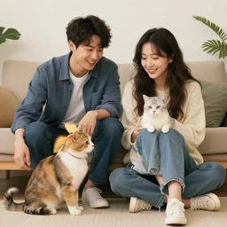man, woman, dog, cat
