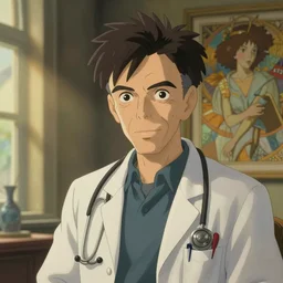 cute doctor gus fring, natural lighting, path traced, highly detailed, high quality, digital painting, by don bluth and ross tran and studio ghibli and alphonse mucha, artgerm