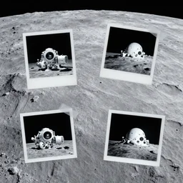 high - tech relics on the surface of the moon, supernatural. 1 9 7 0's vintage photos, frosted texture.