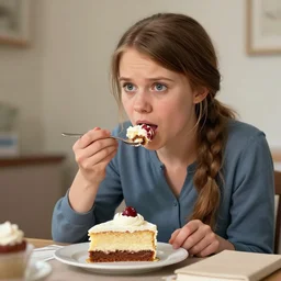 greta thunberg eating cakes drawn by robert crumb, detailed digital art, trending on Artstation