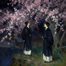 wuxia, spring, neon light, painting by gaston bussiere, craig mullins, j. c. leyendecker