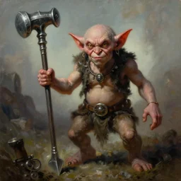beautiful realistic fantasy painting of a goblin with metal hurlant, by Frazetta and Beksinski, volumetric lighting, trending on art station, polarizer filter