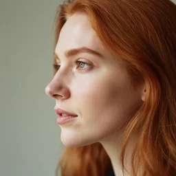 beautiful redhead woman, Photography, 35mm, Closeup, side view