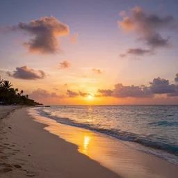 a beautiful sunset in a yucatan beach by van gogh