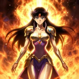 jada fire as a fantasy paladin woman, symmetrical portrait, holy glow, by Yoshitaka Amano, Ruan Jia, Kentaro Miura, Artgerm, 8k