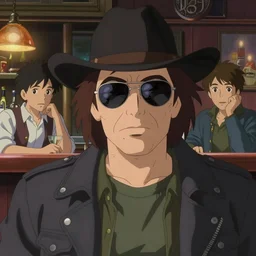 artwork by michael whelan and tomer hanuka, close up portrait of jack black biker, bar in background, in scene in twin peaks, full of details, by makoto shinkai and thomas kinkade, matte painting, trending on artstation and unreal engine