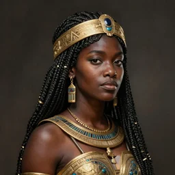 portrait black african annasophia robb ancient libyan female warrior, intricate, elegant, highly detailed, digital painting, artstation, concept art, smooth, sharp focus, illustration, orientalism, edwin long, theodore ralli, aleksi briclot, rutkowski, bouguereau