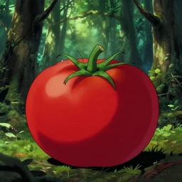 forest gump as a tomato, his skin is red with leafy green hair, animation, dramatic lighting, forest gump tomato body, shaded lighting poster by magali villeneuve, artgerm, jeremy lipkin and michael garmash, rob rey and kentaro miura style, trending on art station