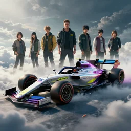 concept formula one pickup truck from cyberpunk 2 0 7 7. art by jesper ejsing, feng zhu, makoto shinkai, lois van baarle, ilya kuvshinov, rossdraws. clouds by rhads. global light 3 d rtx hdr