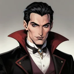 « beautiful comic style portrait of vampire king by greg rutkowski, very detailed »