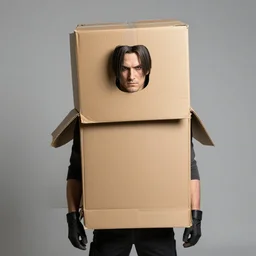 albert wesker wearing a cardboard box