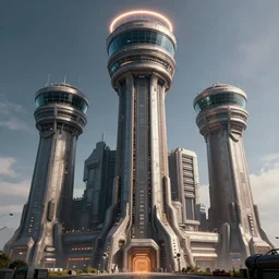 3 d sculpt of massive'air traffic control tower'' power station'complex scifi digital movie camera brutalist industrial military building facade, halo, star wars, ilm, star citizen halo, mass effect, high tech industrial, artstation unreal