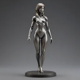 a sculpture of a single female android, by MARVEL comics and Sandra Chevrier