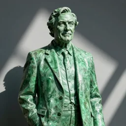 Karl Pilkington as a green statue