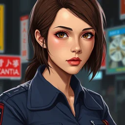 jill valentine, rpd officer, kyoto animation still, finely illustrated face, intricately detailed features, digital painting, makoto shinkai, painted by ilya kuvshinov and katsura masakazu and alphonse mucha and satoshi kon