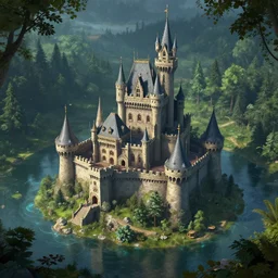 unreal engine, tony s art, castle, forest, lake, energy