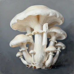 human made out of white mushrooms. abstract expressionism.