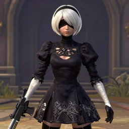 Film still of 2B Nier Automata, from Team Fortress 2 (2007 video game)