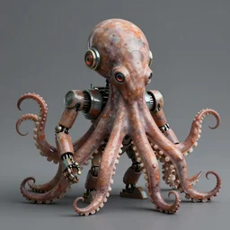 1 9 5 0 s retro future robot android octopus. muted colors. by john the baptist