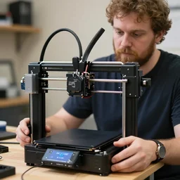 taxidermist groot with an ender 3 pro 3 d printer in his hands, ender 3 pro, focus on 3 d printer, sharp focus,, no humans