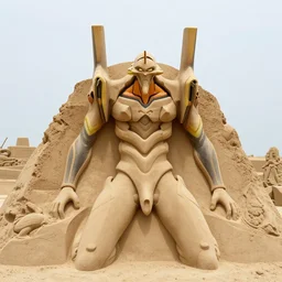 sand sculpture of evangelion