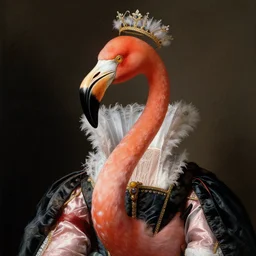 portrait of an anthropomorphic flamingo as an italian duchess, sandro bottecelli, 1 5 0 0