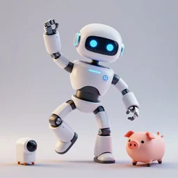 product photo of a futuristic grumpy impatient robot pet, asymmetric flowing dancing pose minimalistic cute, by artgerm and greg rutkowski and marc newson and zaha hadid, alphonse mucha, samsung apple webcam, matte glossy materials, neon, otter puppy pig. three quarter view, volumetric light, detailed, octane render, midsommar