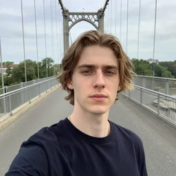 pewdiepie selfie at bridge, award winning photo,