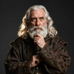 thinker pose, medieval alchemist in the dark. close up, greg rutkowski, artgerm and j. dickenson, portrait of an old, fantasy, detailed, photorealistic portrait by michael komarck, victo ngai, studio lighting bright ambient lighting key light