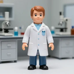 albert hofmann wearing a lab coat in his laboratory, stop motion vinyl action figure, plastic, toy, butcher billy style