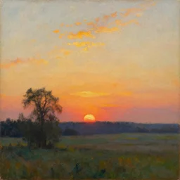 a beautiful sunset landscape, oil on canvas by Ilya Repin, Edward Hopper