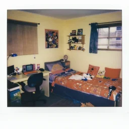 beautiful realistic polarizer filter wide shot of a 90s kid's room with nintendos