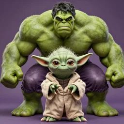 a mix between Hulk and yoda, center frame medium shot, shot on technicolor cinemascope