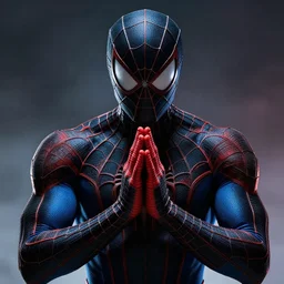 occult spider man praying to god, ultra sharp, extreme details