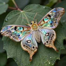 high quality macro photo holographic cecropia moth! jeweled gorgeous! highly detailed digital art david ligare elson peter cinematic lighting high quality low angle hd 8k sharp shallow depth of field
