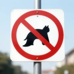 pictogram no cats, street sign,
