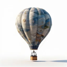 futuristic hot air balloon, studio product photography, isolated on a pure white background, centered, entire object in frame, sharp focus, soft studio lighting
