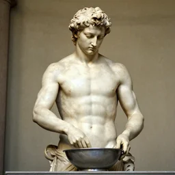 michelangelo statue doing the dishes