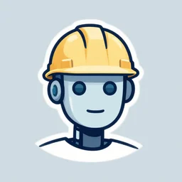 architect robot with hard hat, illustrations portrait logo, head