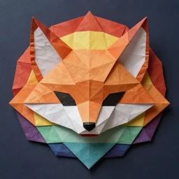 evil fox face rainbow origami studio photograph symmetrical
