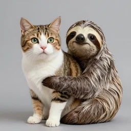 hybrid animal of a cat and a sloth. photorealistic. highly detailed digital concept art. wlop royo artgerm.
