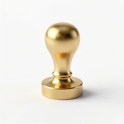 golden wax seal stamp, stylized 3d render, isolated on a pure white background, centered, entire object in frame, sharp focus, soft studio lighting